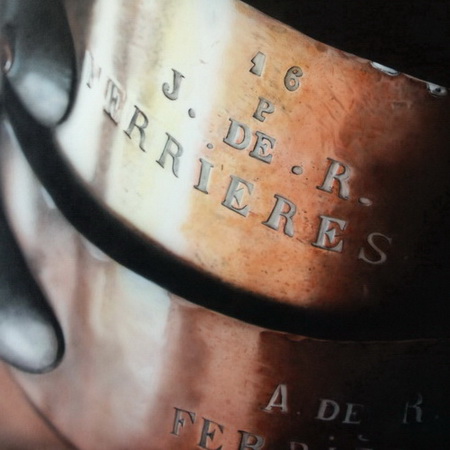 dish, pot, vessel, red, airbrush, art, canvas, photorealistic, handmade, copper, painting , tamas mike <img src='assets/img/sold.png' />